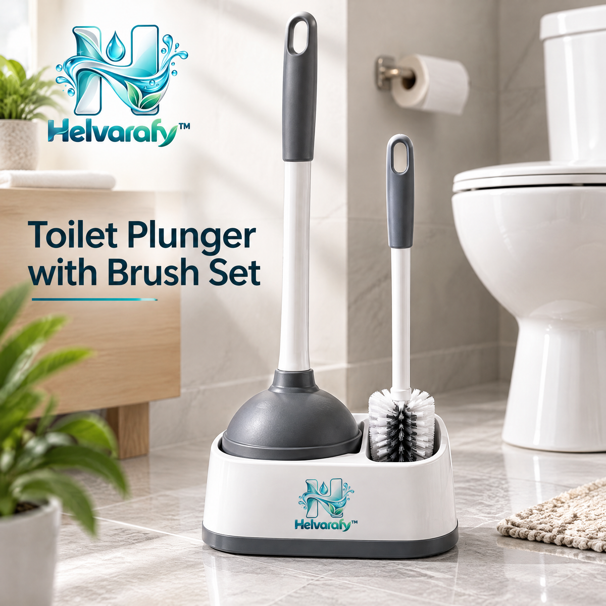 Helvarafy™ DualClean Toilet Plunger & Brush Set - image 1