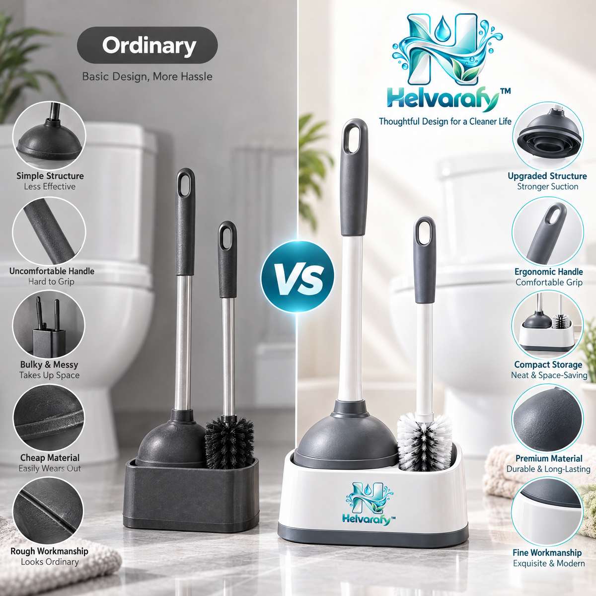 Helvarafy™ DualClean Toilet Plunger & Brush Set - image 4